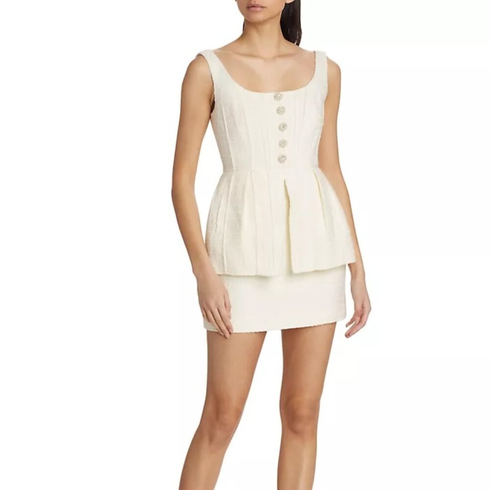 Bridal Shower! Self-Portrait White Peplum Mini Dress For Brides
